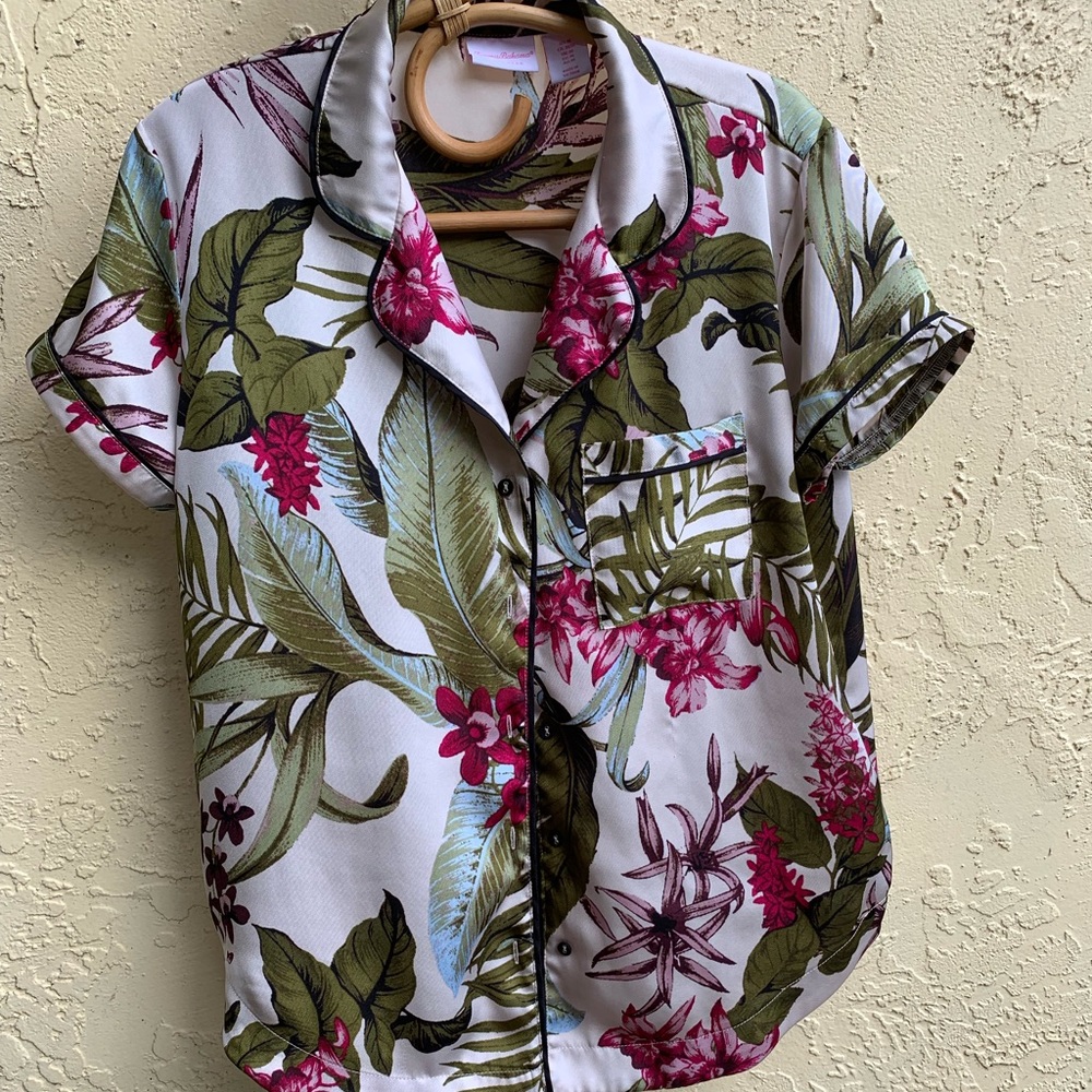 Tommy Bahama White Tropical Floral Short Sleeve Pajama Top